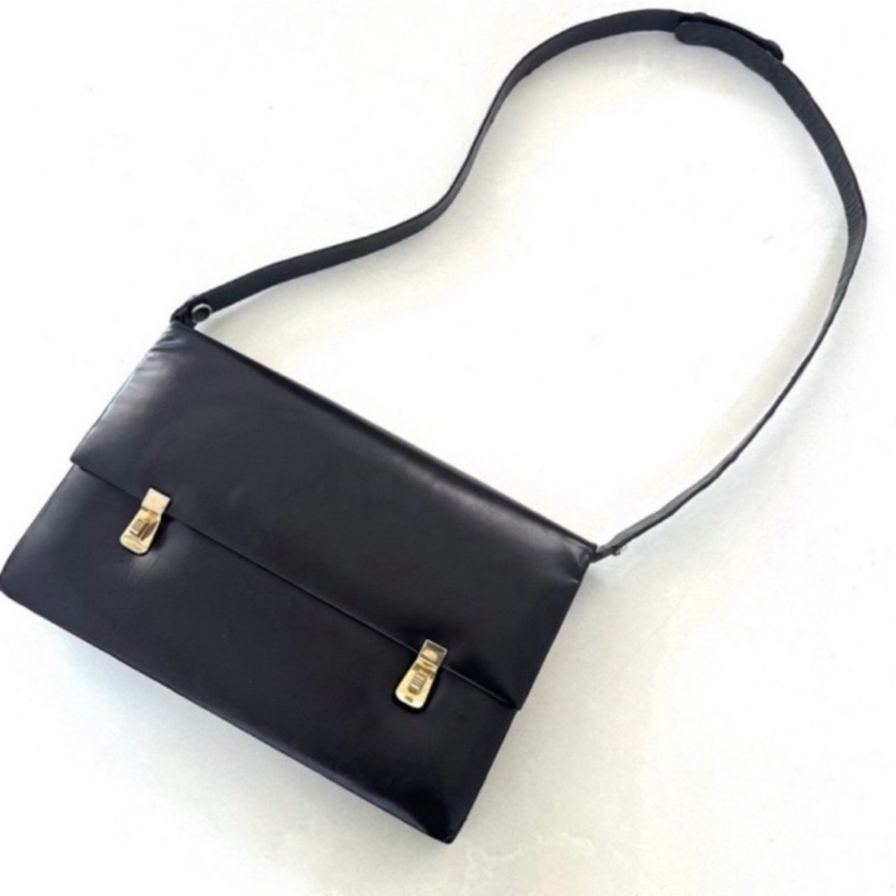 Vintage 70s Femme Chic Brown Leather Shoulder Bag